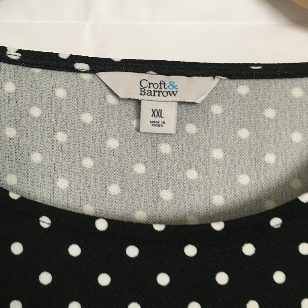 Croft & Barrow Womens Blouse Top Size‎ XXL Stretch 1/2 Bell Sleeve Polka Dot - Picture 7 of 10